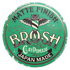 BROSH Matte Finish Clay Pomade jar shows compact 4 oz packaging with matte finish.