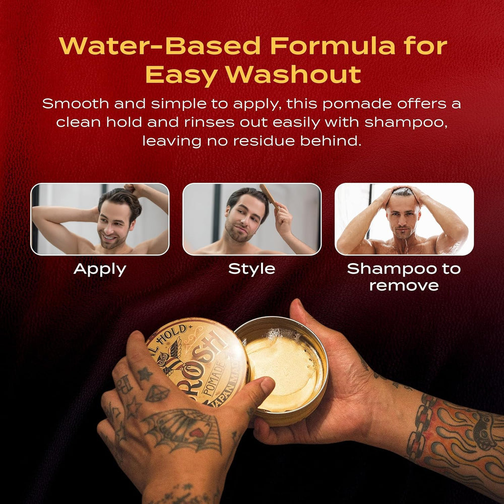 BROSH Original Pomade gloss close-up highlights medium gloss without stiffness.