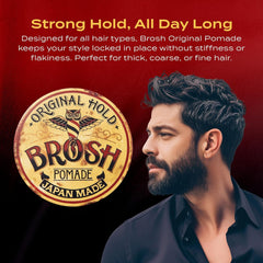 BROSH Original Pomade metal tin for premium, travel-ready grooming.