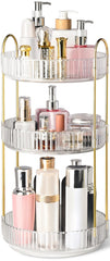 Brothersbox 360° rotation makeup organizer assembly shows easy access to cosmetics.