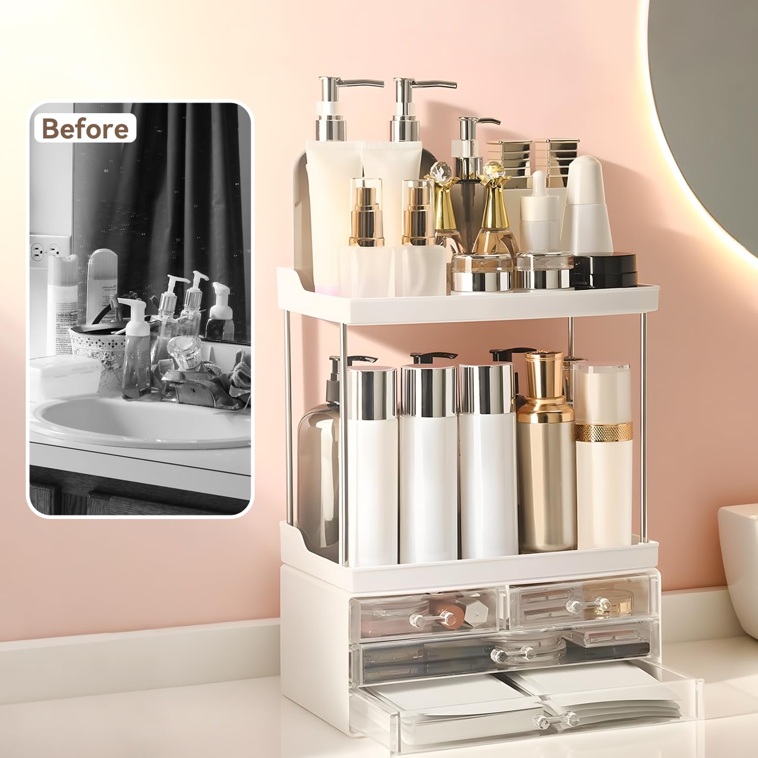 Brothersbox dimensions-11-0-6-5-14-3-inch fits on desks and vanities.
