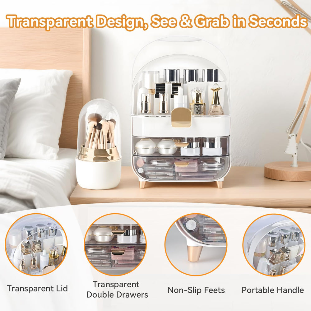 Brothersbox makeup organizer rose gold durable ABS plastic ensures lasting vanity storage