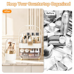 Brothersbox makeup organizer rose gold rotating brush holder keeps brushes tidy and easy to grab