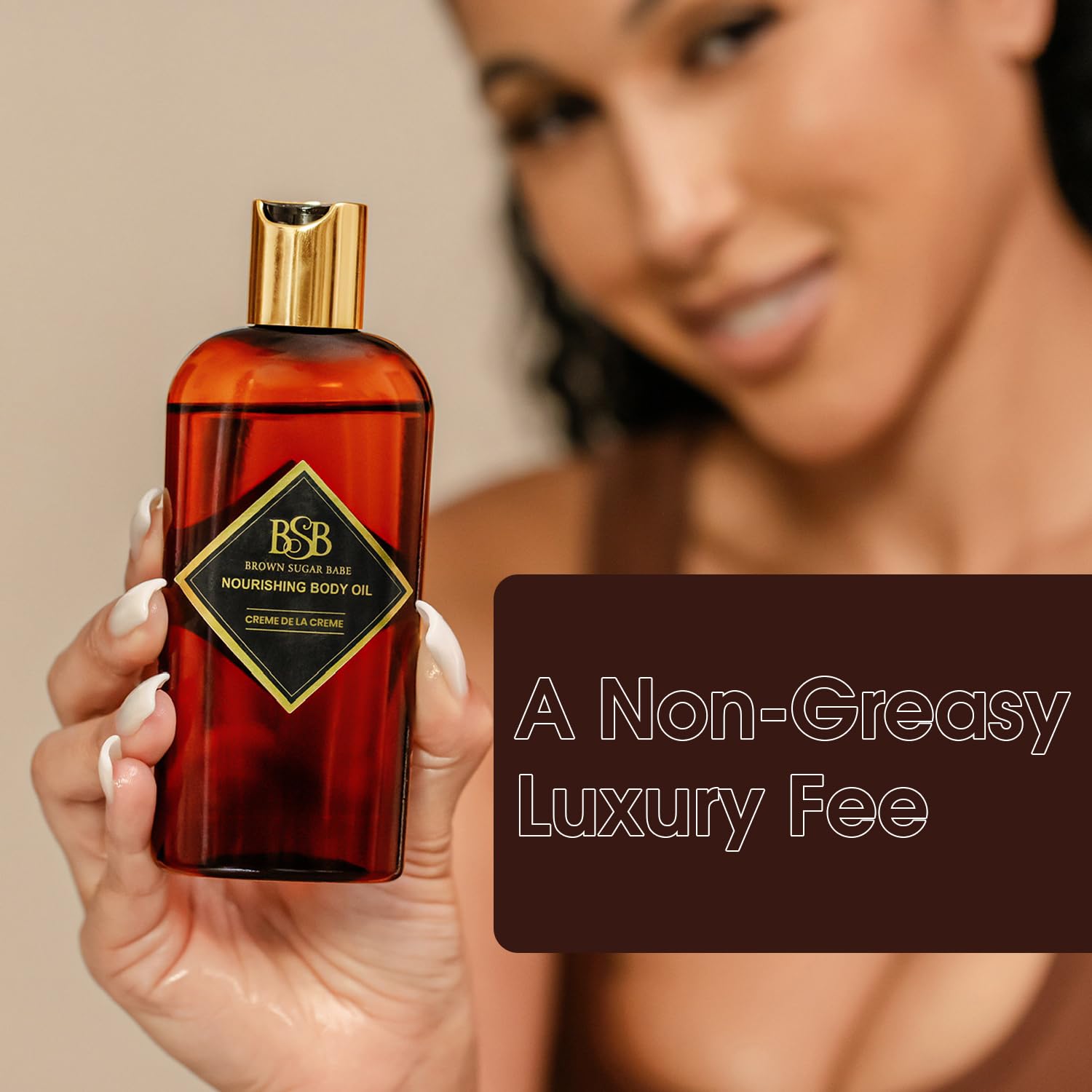 Brown Sugar Babe amber-musk-patchouli finish complements evening wear.