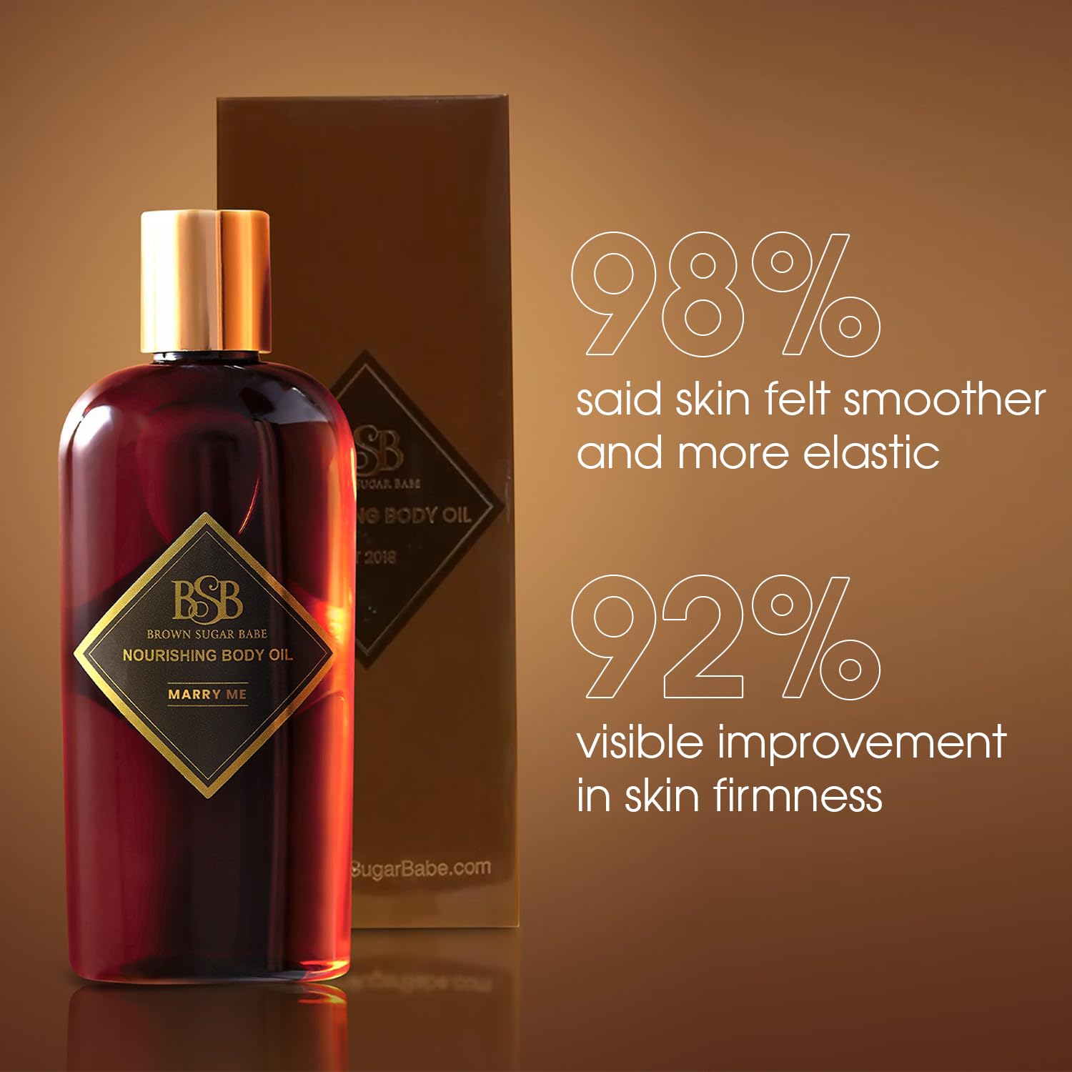 Brown Sugar Babe Marry Me bottle after shower showing easy, quick absorption.