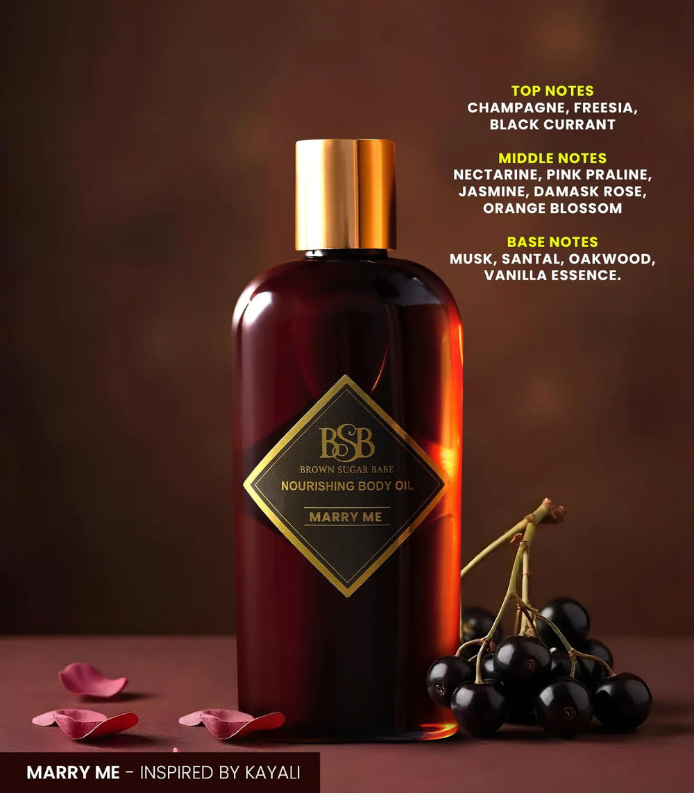 Brown Sugar Babe Marry Me nourishing oil blend with five cold-pressed ingredients.
