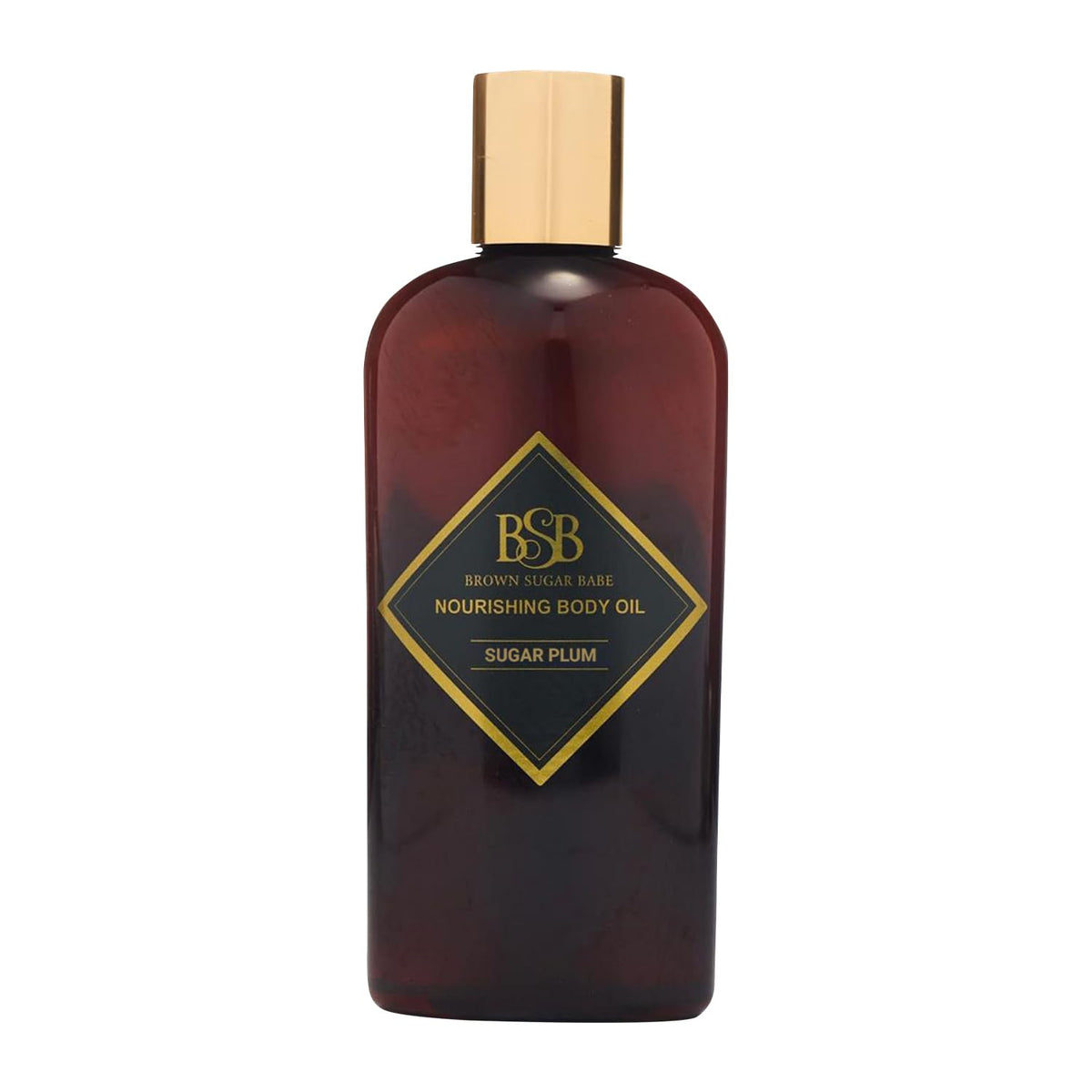 Brown Sugar Babe Sugar Plum Body Oil bottle-front: daily hydration potential