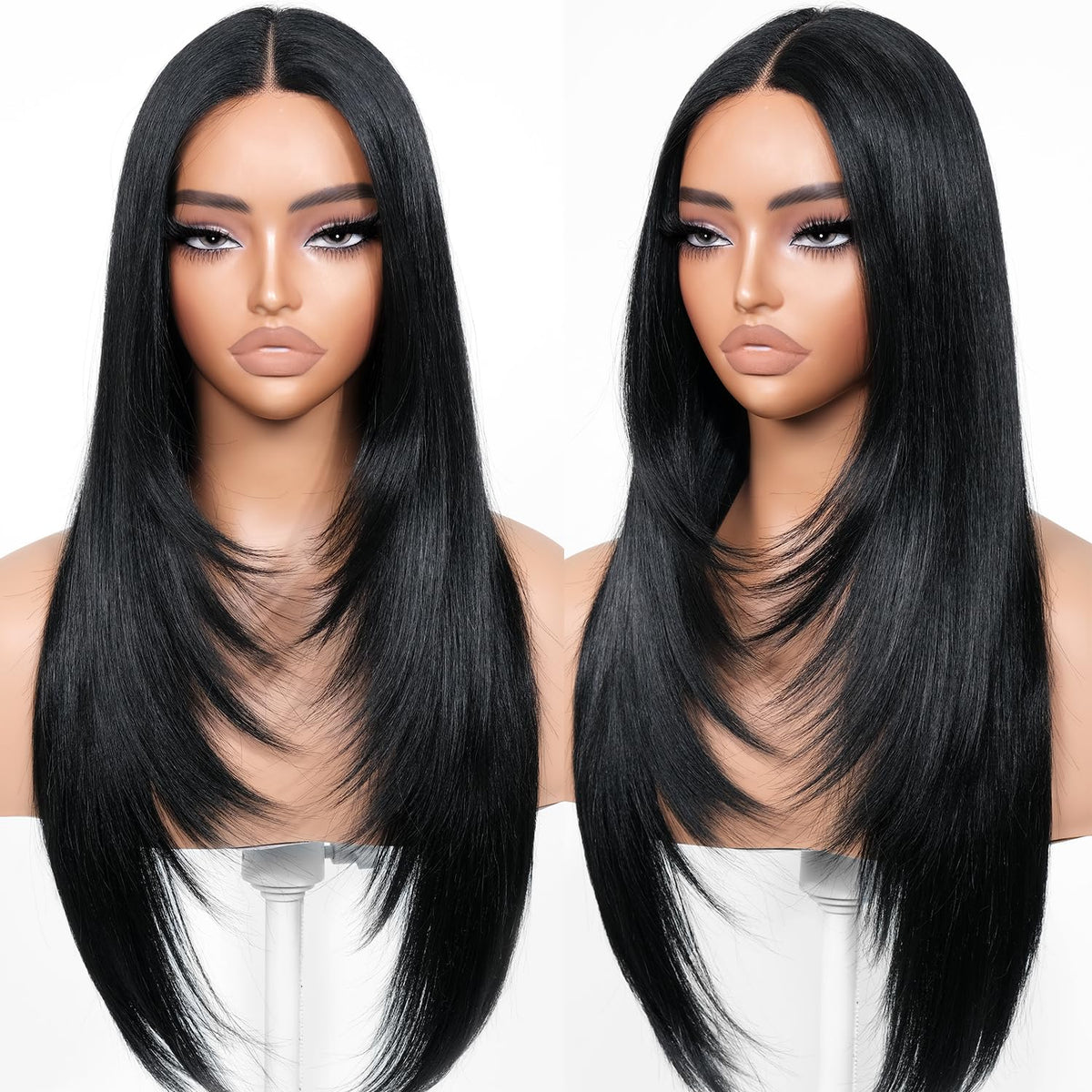 BrownBomb black wear-and-go wig front view showing natural layered silhouette for everyday style
