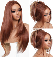BrownBomb Cooper Blond wear-and-go wig in full length for a natural long silhouette.