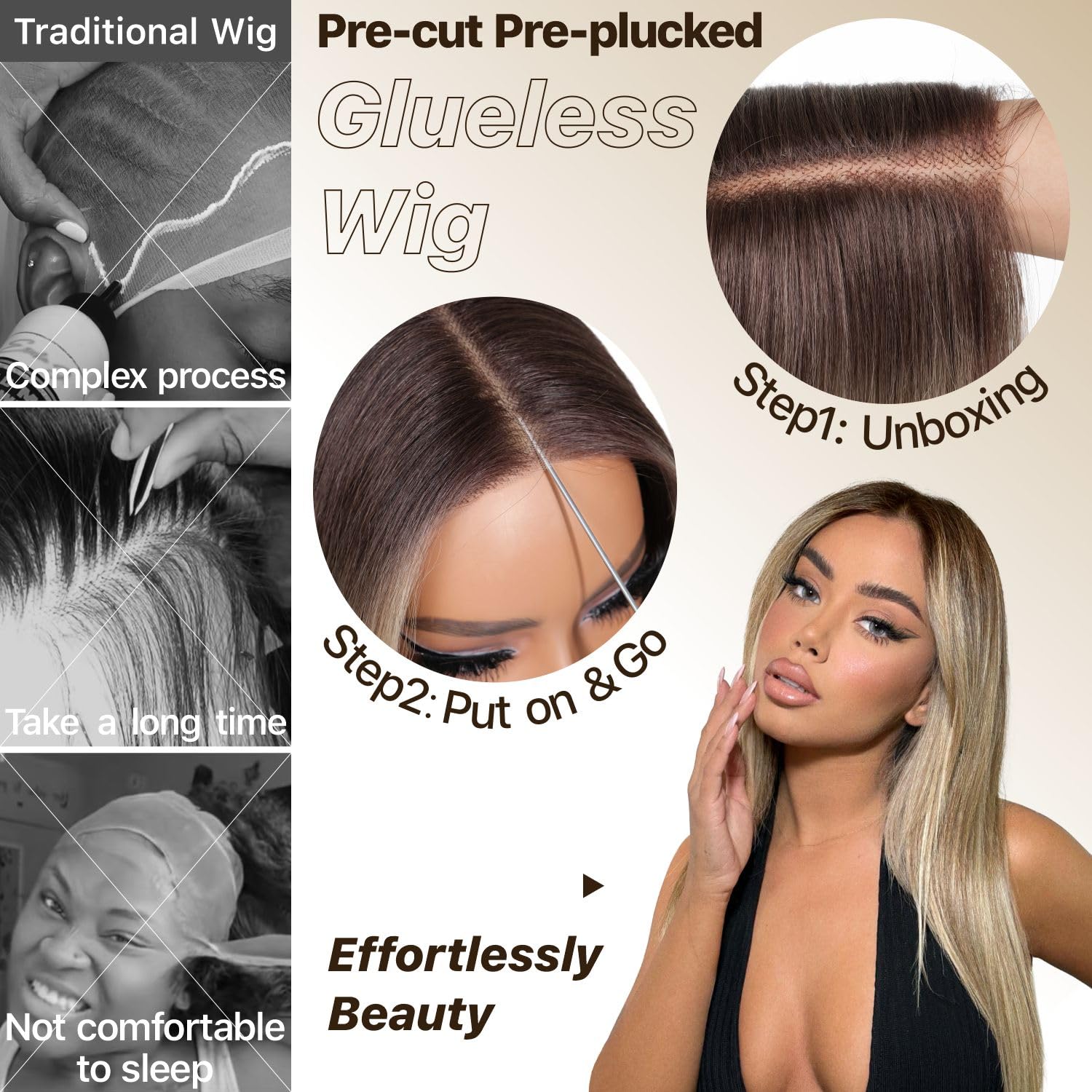 BrownBomb pre-plucked pre-cut detailing helps beginners craft a polished style fast
