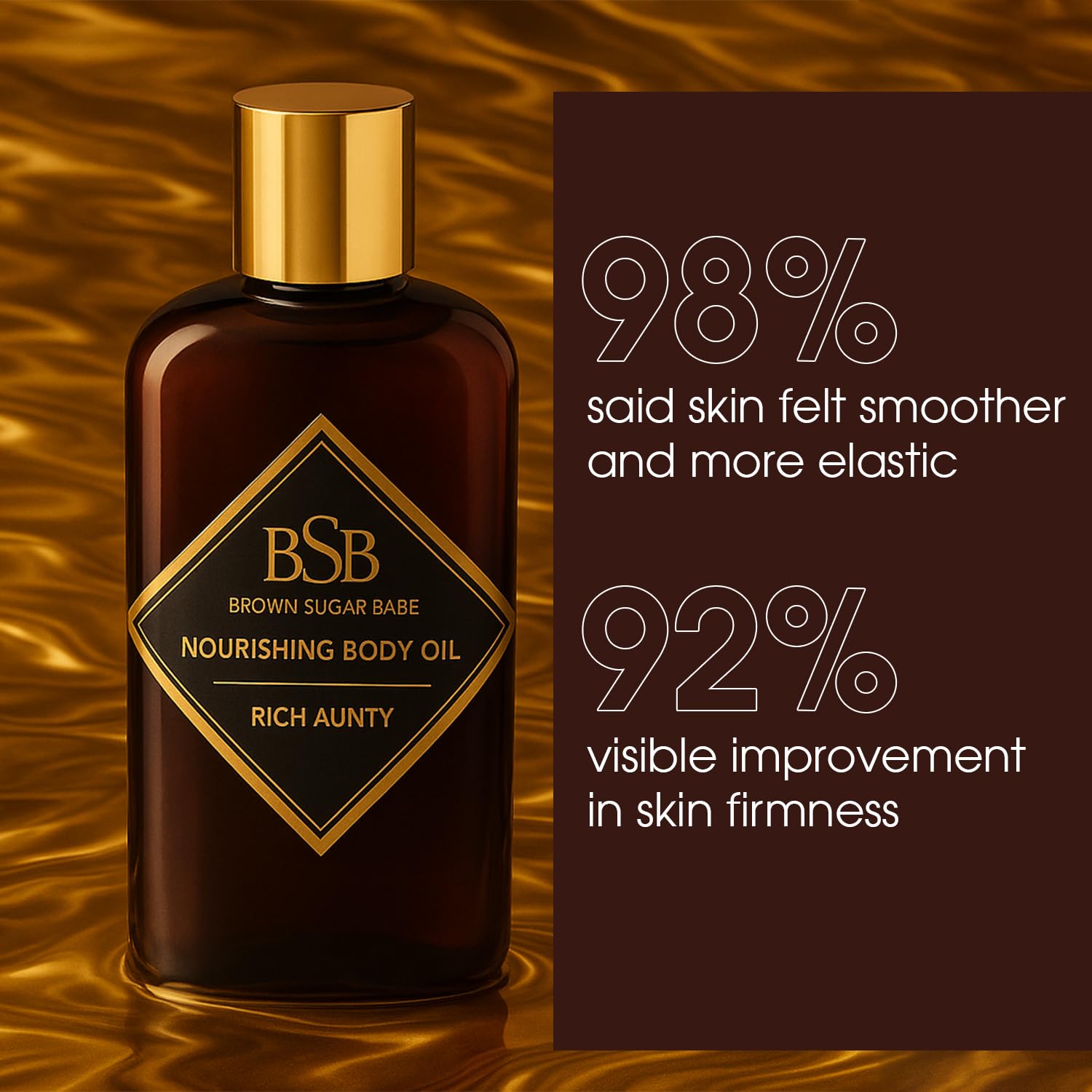 Brown Sugar Babe Rich Aunty Oil at pulse points for scent longevity.