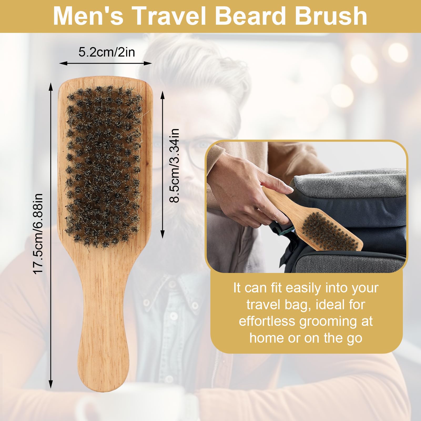 Brrnoo cepillo de barba, lado cerdas nylon, acabado suave y definido.