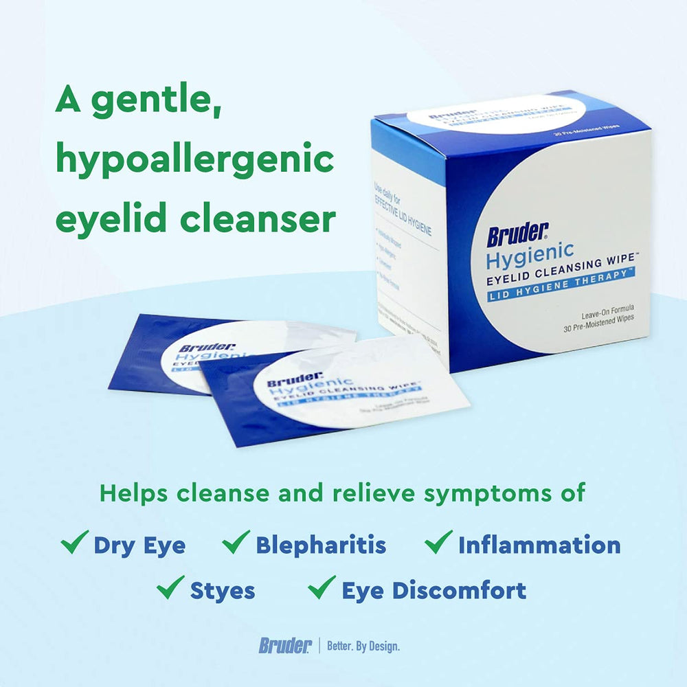 Bruder Eyelid Cleansing Wipes unscented hypoallergenic lid hygiene option