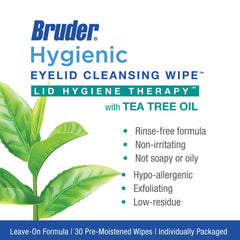 Bruder eyelid wipes closeup shows exfoliating action removing oil and debris.