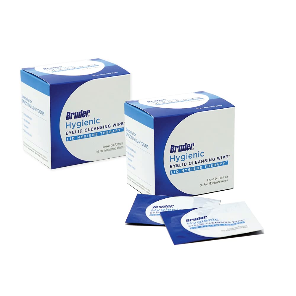 Bruder hygienic eyelid cleansing wipes pack-of-2 for daily eye cleansing and debris removal.