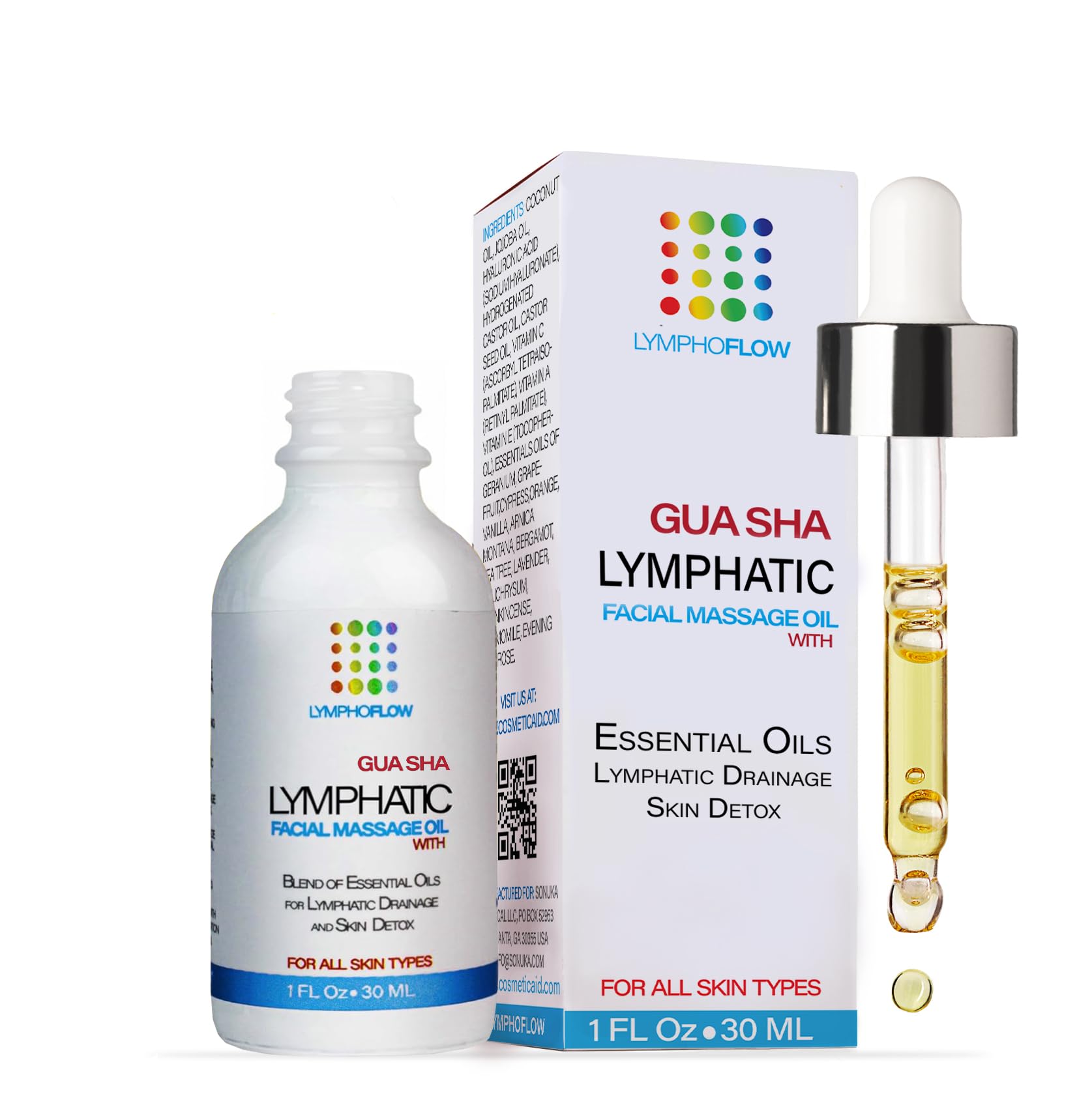 Bruizex facial lymphatic oil bottle ready for gua sha massage and softer skin.