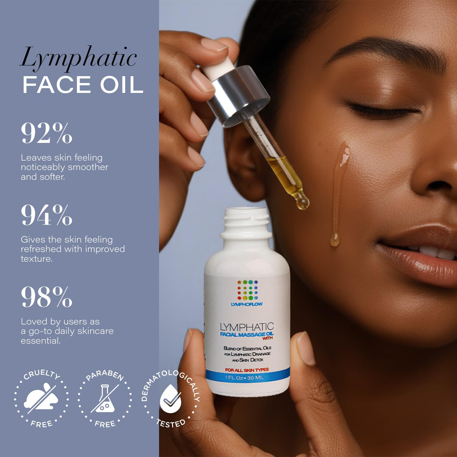 Bruizex gua sha tool with oil on cheek for gentle facial lymphatic massage