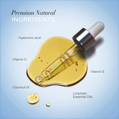 Bruizex lymphatic oil ingredients blend highlights botanicals for nourishing skin during massages.