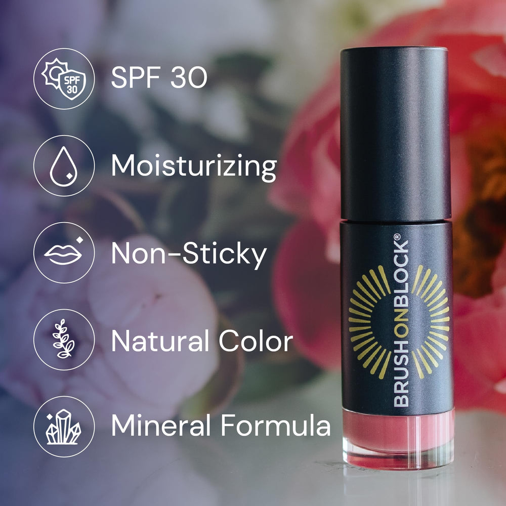 Brush On Block fig lip oil on lips for radiant pout