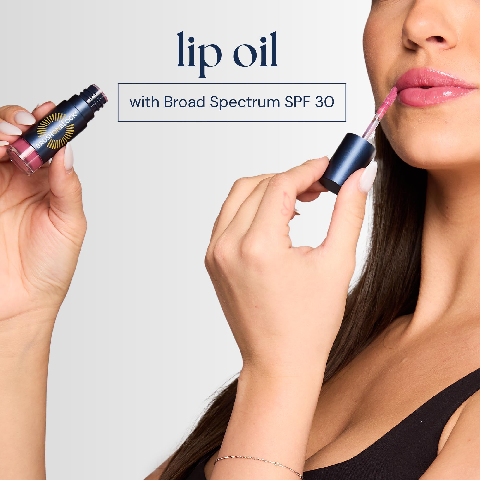 Brush On Block lip oil texture swirl demonstrates glossy finish