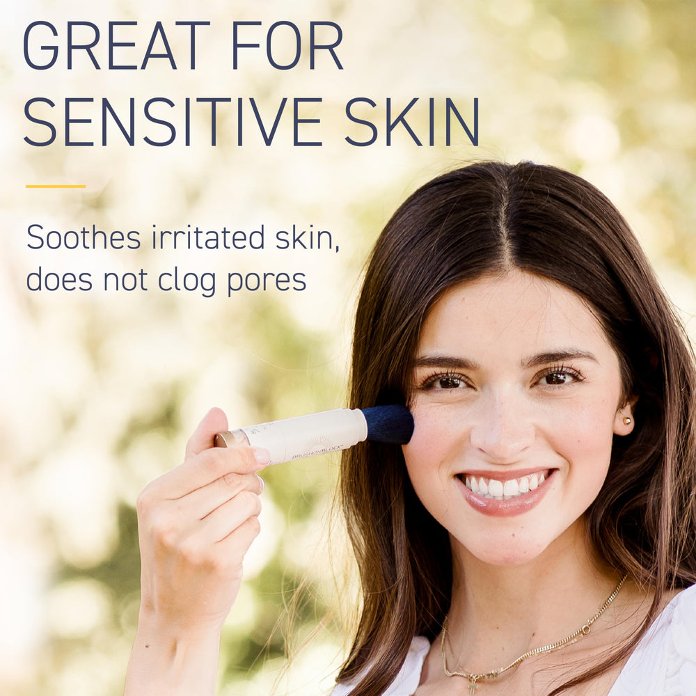 Brush On Block mineral actives zinc oxide and titanium dioxide for safe protection