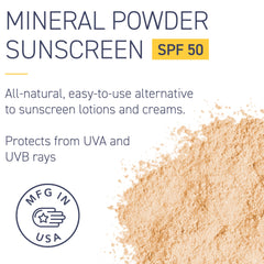 Brush On Block mineral powder application on skin for light coverage