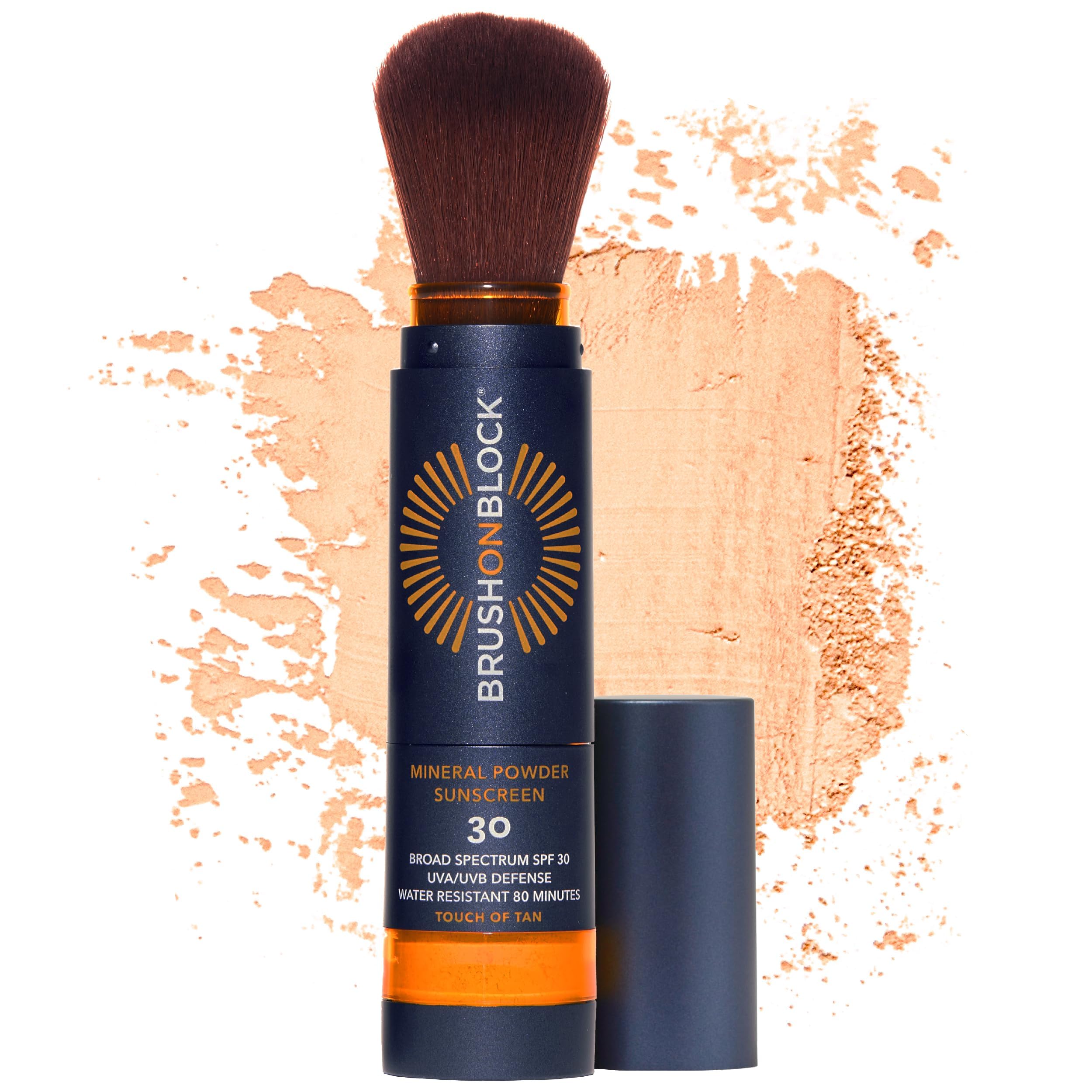 Brush On Block SPF30 powder-application demonstrates easy on-the-go sun protection