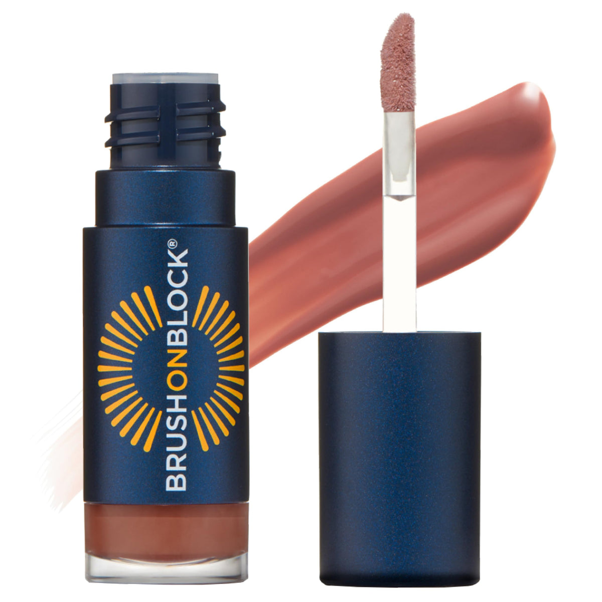 Brush On Block sun-shine lip oil SPF 30 tube with fig, protective shine