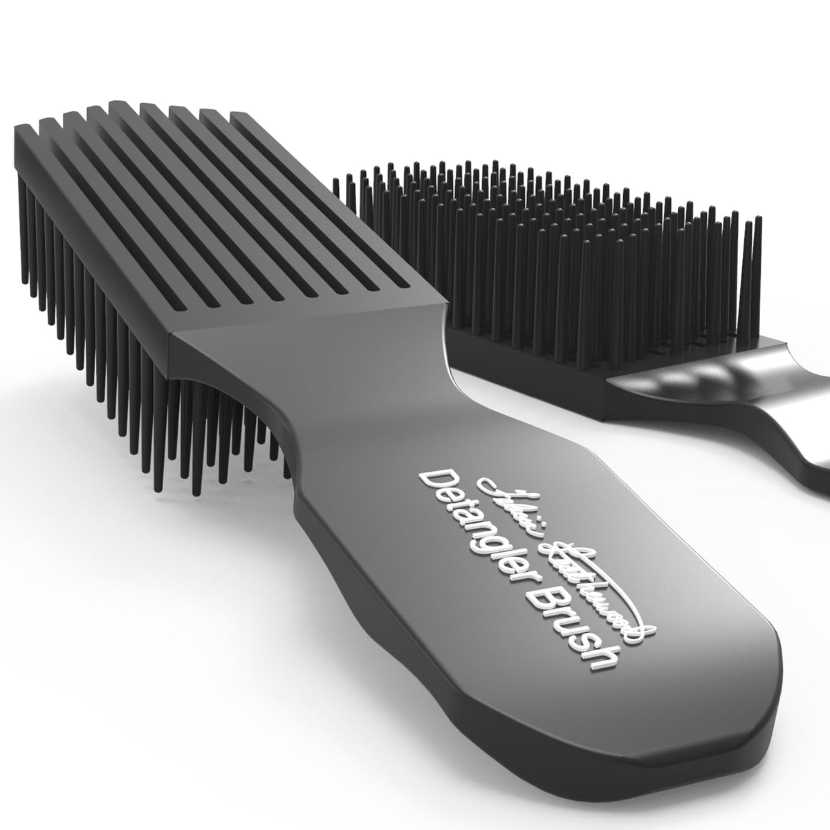Brush With The Best Black Detangler Brush close-up with flexi-bristles for pain-free detangling.