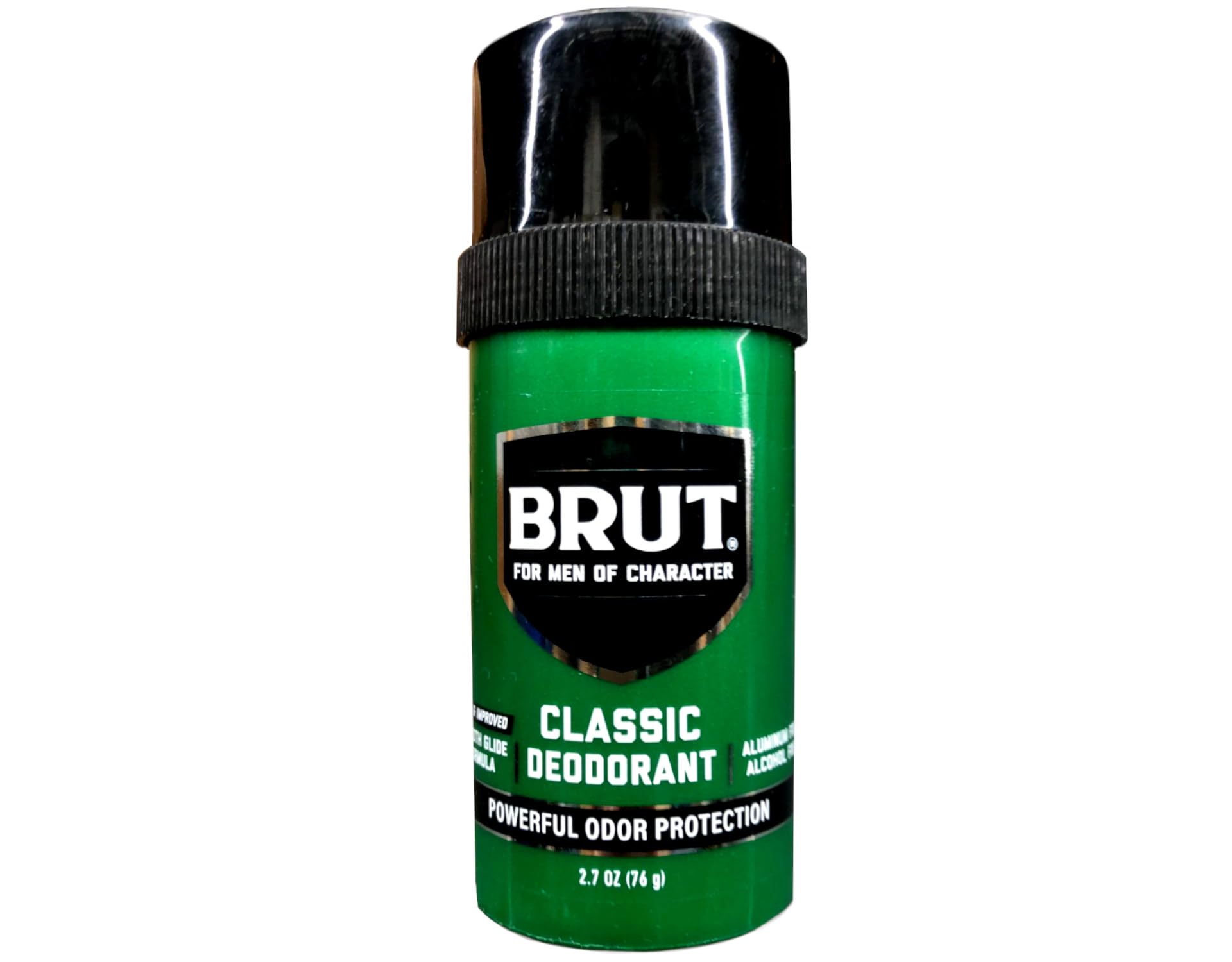 BRUT Classic pack display shows four-pack convenience for reliable daily use