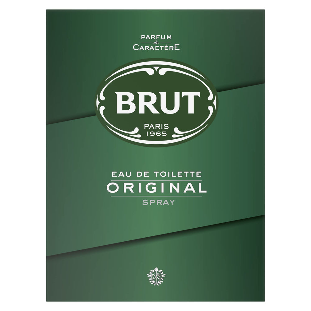 Brut Original EDT spray bottle shows classic masculine fragrance for daily wear