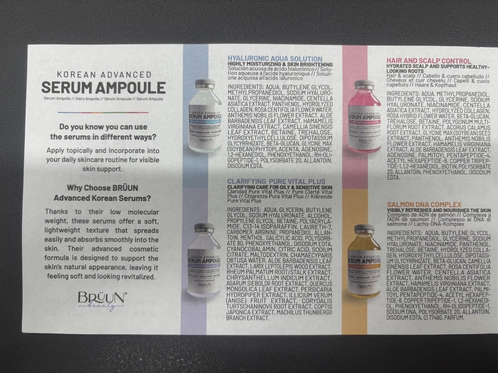 BRÜUN HS natural ingredients icons emphasizing nourishment and hydration