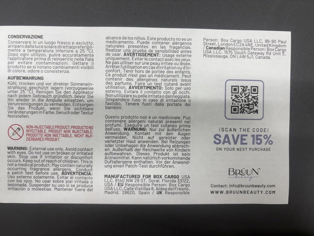 BRÜUN HY collector insert in bottle keeps ampoule secure for reuse