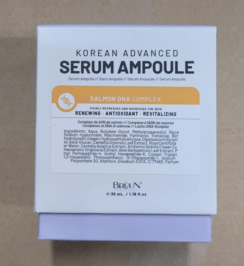 BRÜUN SD Salmon DNA Ampoule being applied to clean skin for a refreshed look