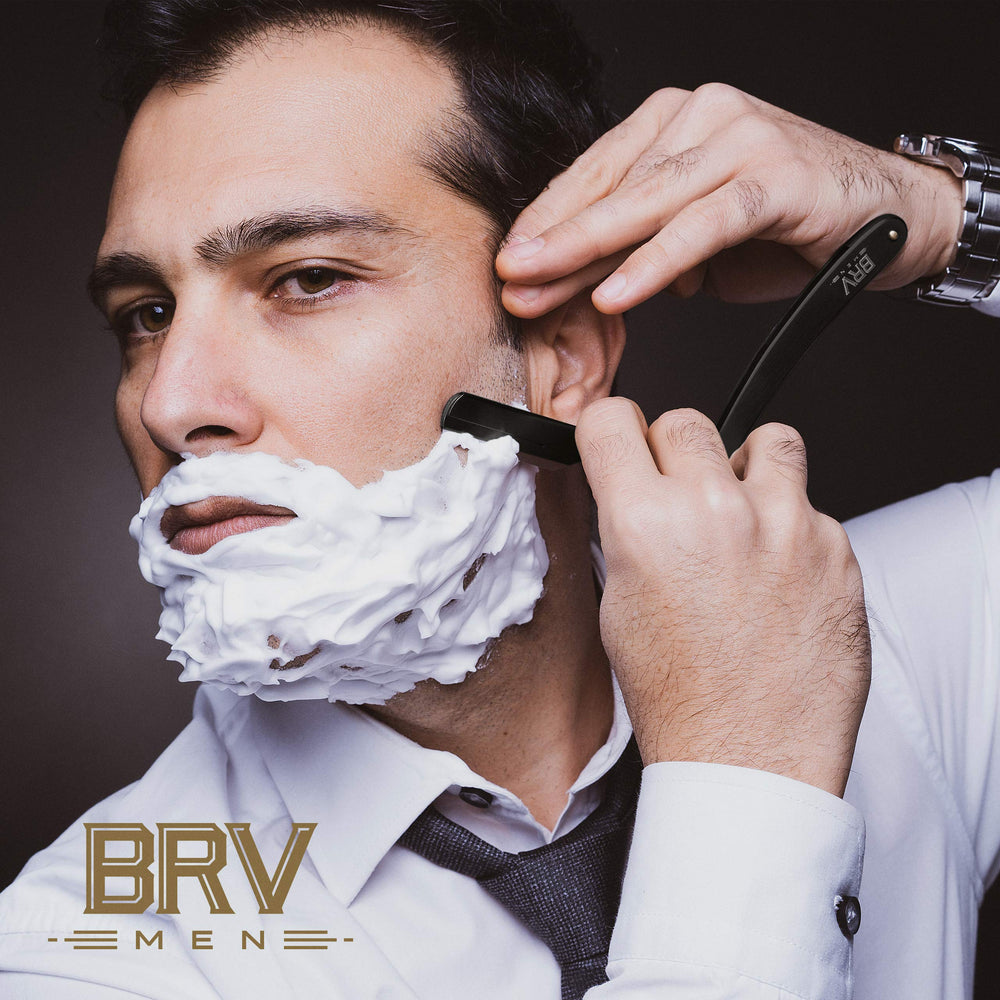 BRV MEN straight edge razor blade guard keeps blades secure during safe, confident shaves.