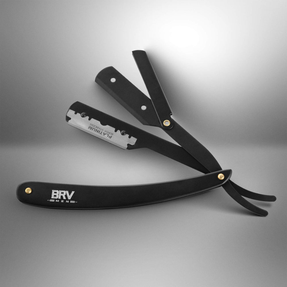 BRV MEN razor packaging with clear instructions highlights premium grooming ritual and easy setup.
