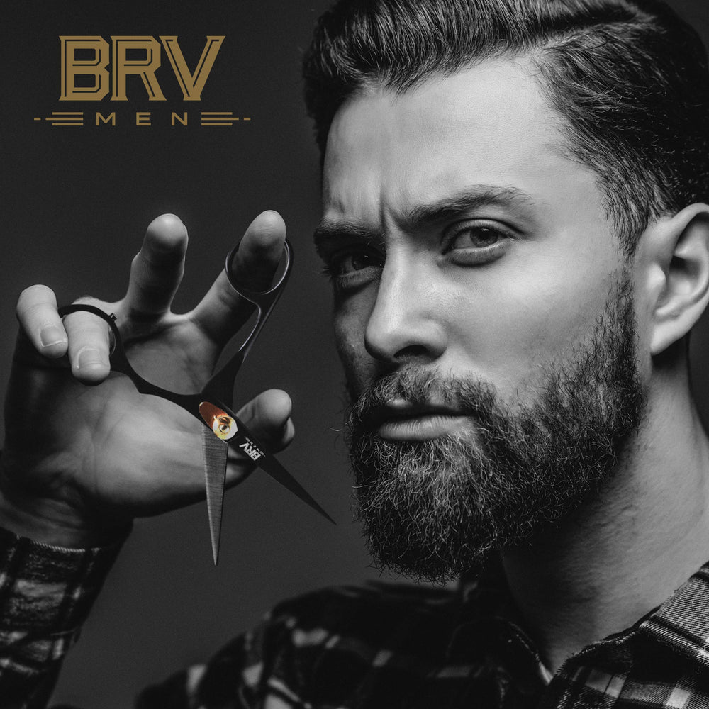 BRV MEN travel-ready scissors fit compact kits for on-the-go grooming.
