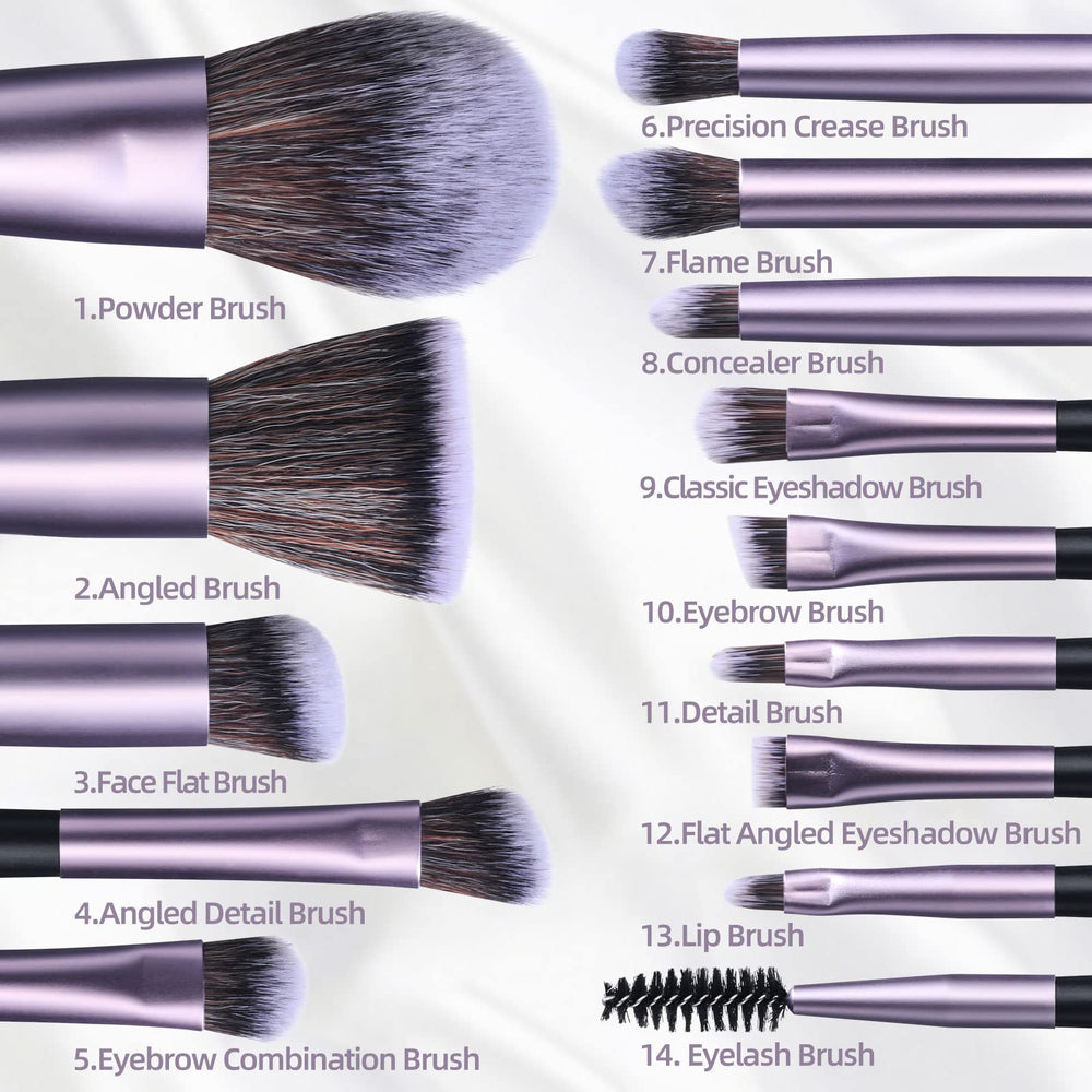 BS-MALL 14-pcs makeup brush set covers foundation to eye makeup needs.
