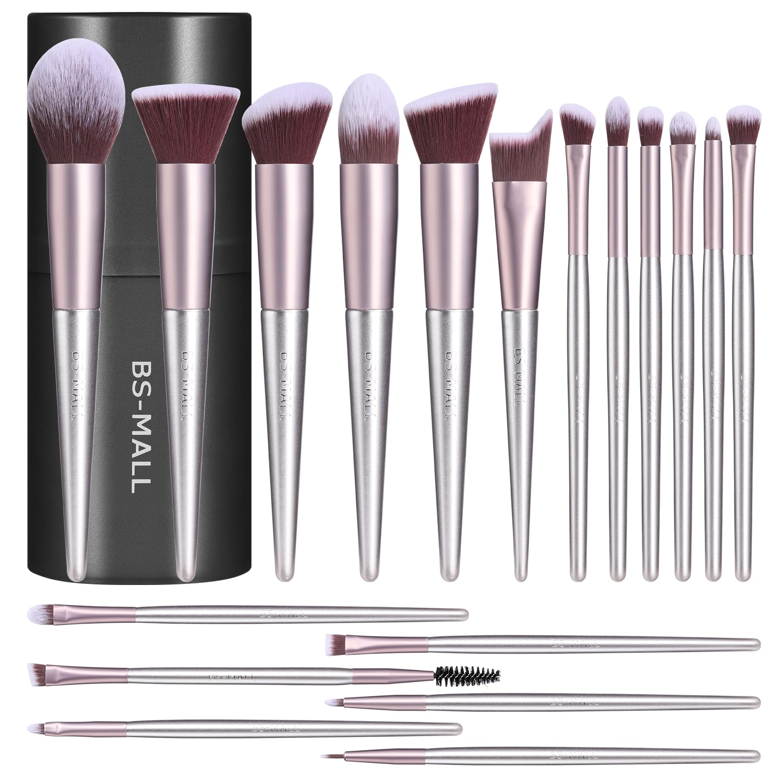 BS-MALL 18-piece brush set with soft bristles for smooth foundation application