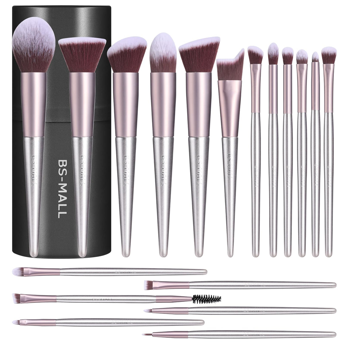 BS-MALL 18-piece brush set with soft bristles for smooth foundation application