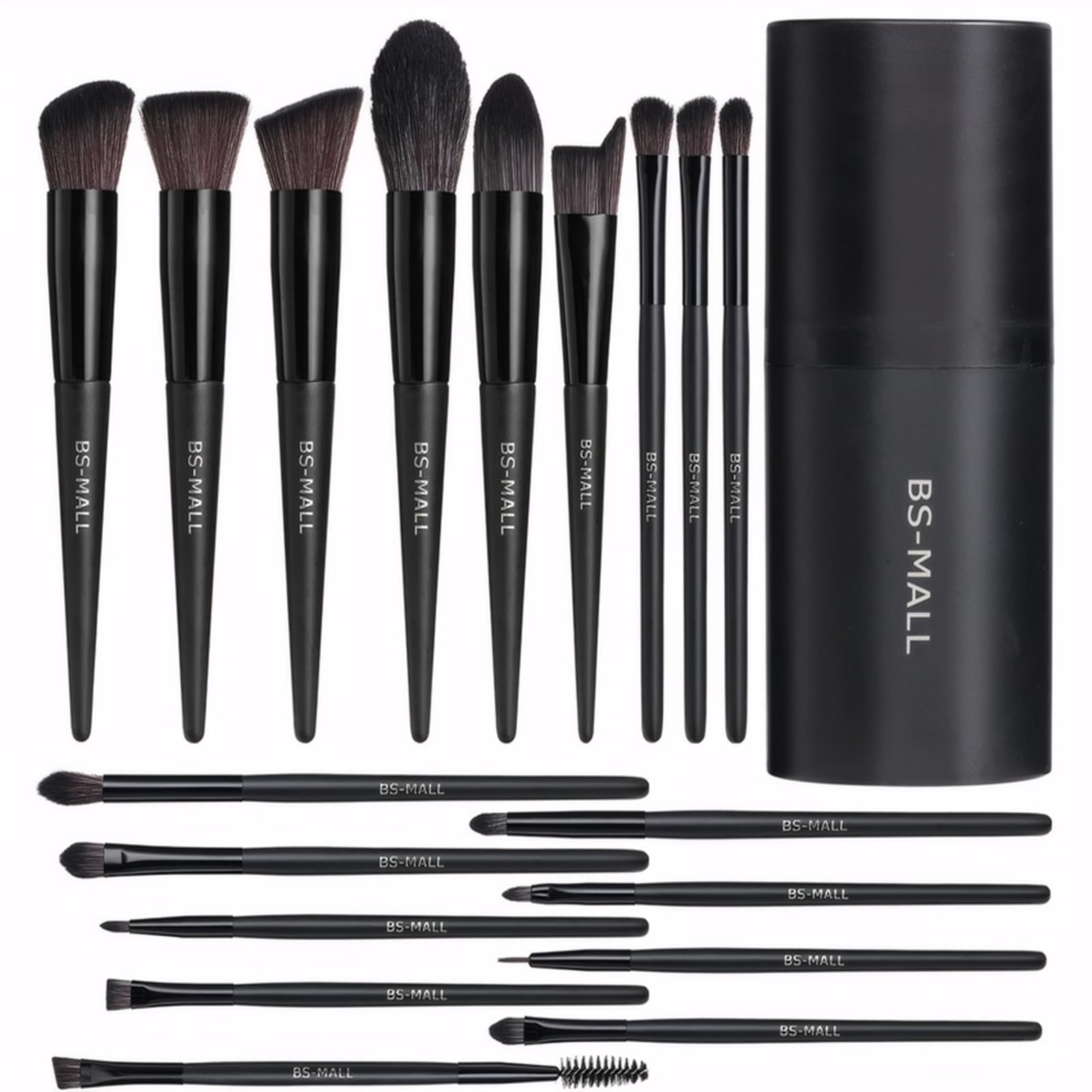 BS-MALL 18-piece makeup brush set case for organized storage and on-the-go touch-ups.