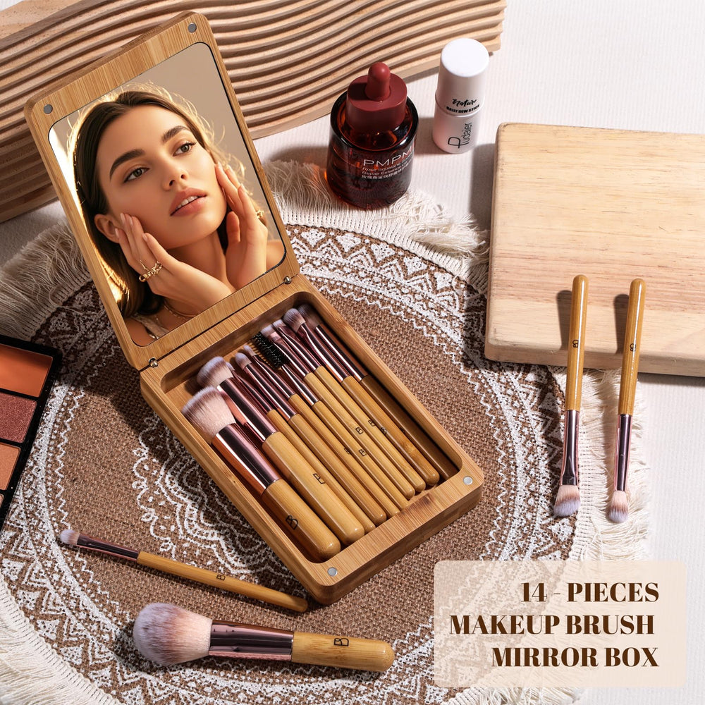 BS-MALL bamboo design makeup brushes offer eco-friendly luxury for trips and daily routines.