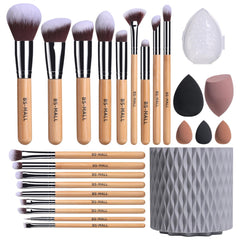 BS-MALL bamboo-handle brushes for precise makeup application and a smooth finish.