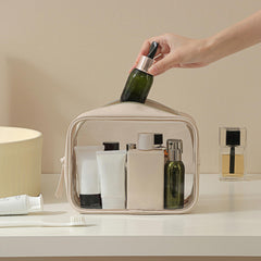 BS-MALL clear toiletry bag shows eye shadow palette for fast sighting.