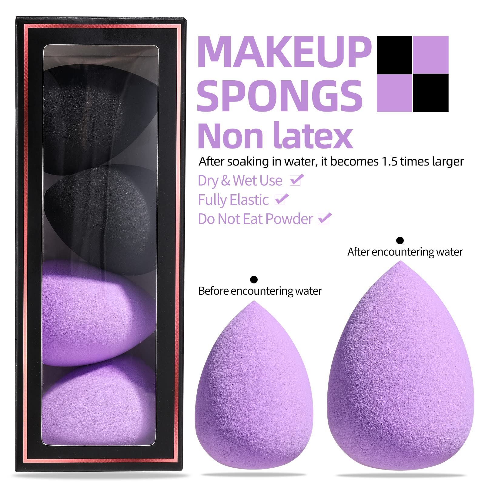 BS-MALL makeup sponge set enhances blending for liquid, cream, and powder formulas.