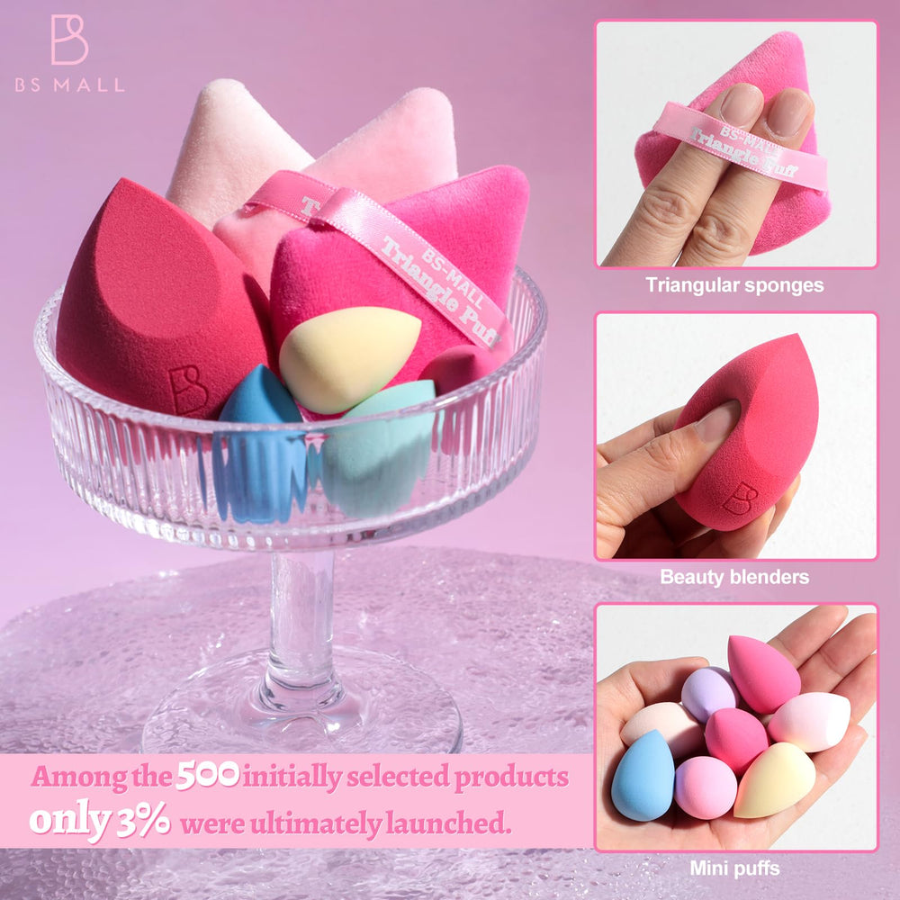 BS-MALL multi-use sponges enable foundation, concealer, and powder application with ease.