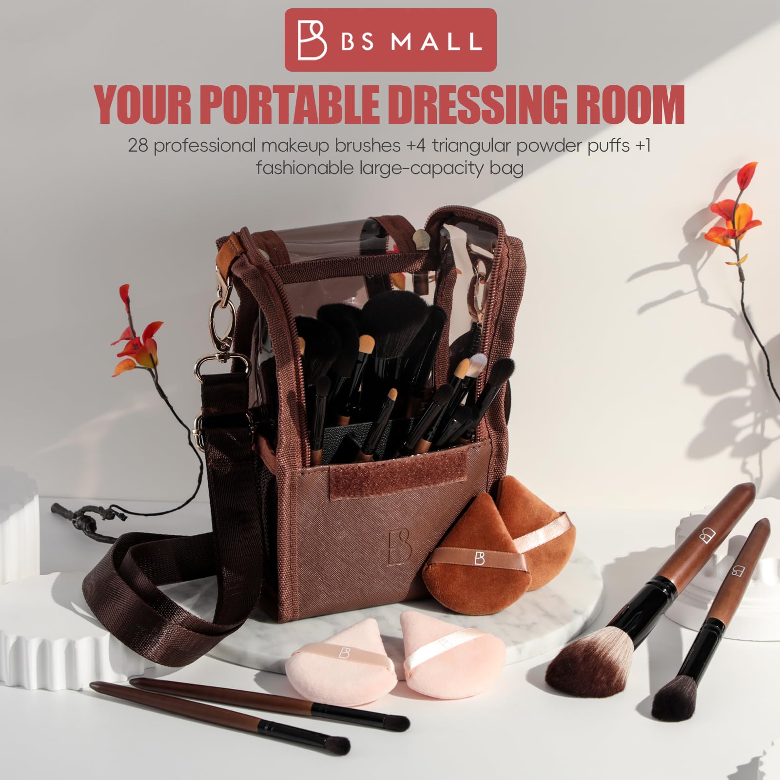 BS-MALL powder brush provides even diffusion for a lasting finish.