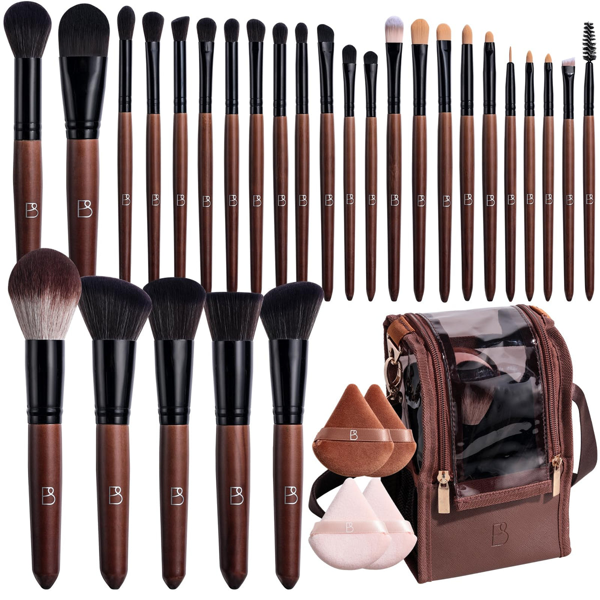 BS-MALL professional makeup brush set 28 pcs for complete coverage and travel-ready convenience.