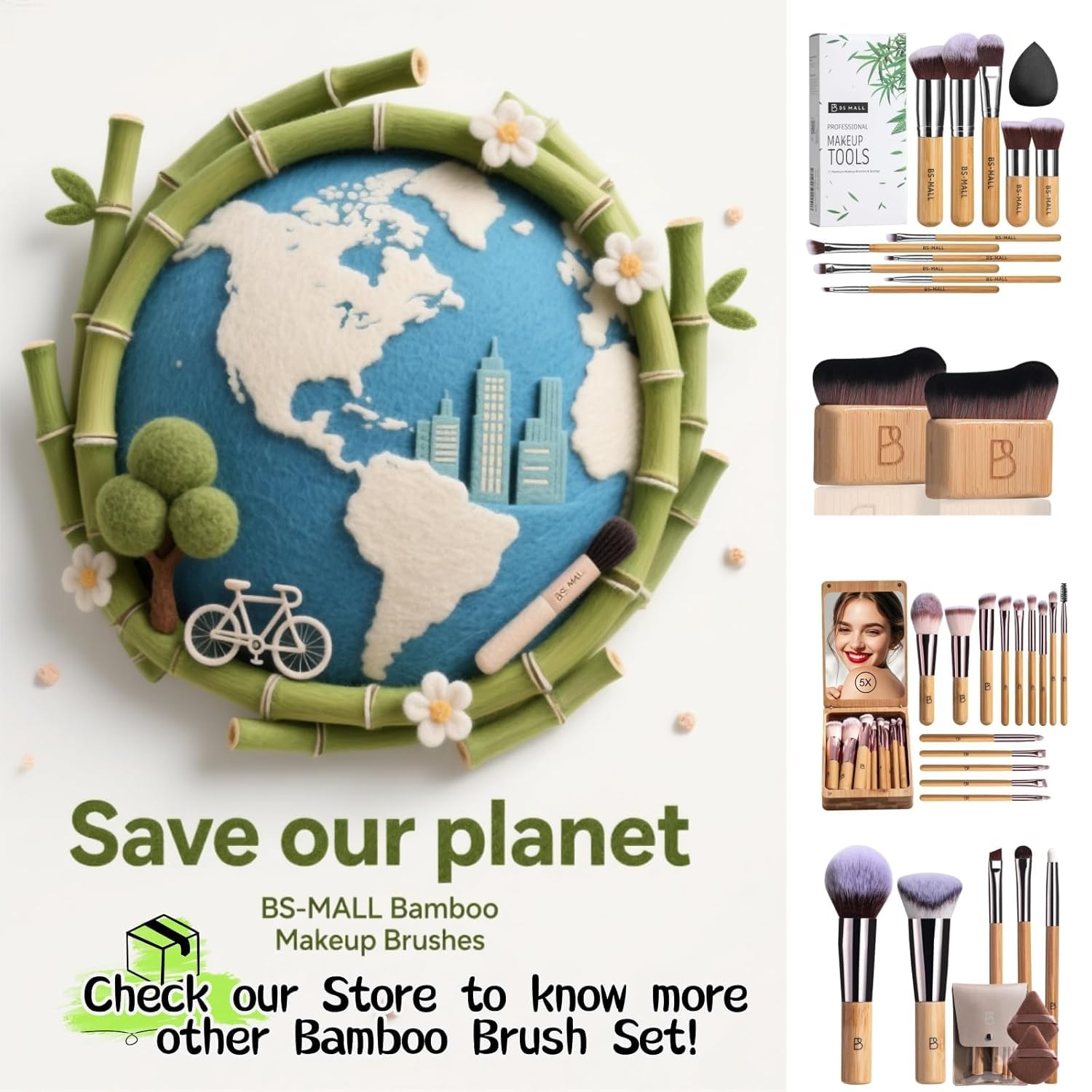 BS-MALL silver aluminum tube brushes add durability and a premium look.