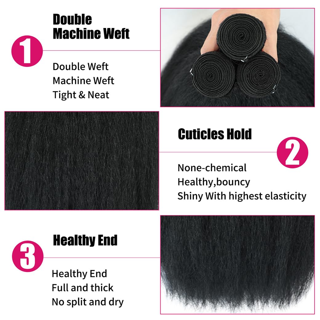 BSBU double-machine-weft kinky straight bundles provide secure structure and reduced shedding during wear.